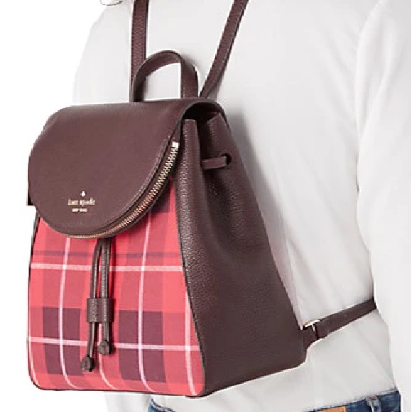 New without tags Kate Spade New York LEILA PLAID MEDIUM FLAP BACKPACK main image 9